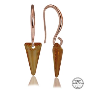 Swarovski Crystal Taşlı Gümüş Sarı Taşlı Üçgen Sallantılı Kadın Küpe
