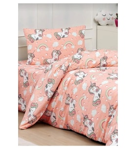 Tek Kişilik Yorgan Kılıfı 1 Adet Yastık Kılıfı Unicorn Desen