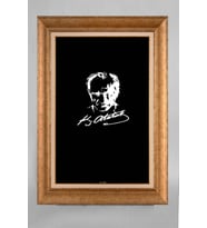 Altın Varaklı Paspartulu Çerçeveli Atatürk Tablo nt749