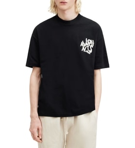 Erkek Baskılı Oversize T-shirt - Siyah