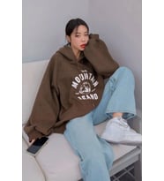 Unisex The Mountain Baskılı Sweatshirt (Kahverengi)
