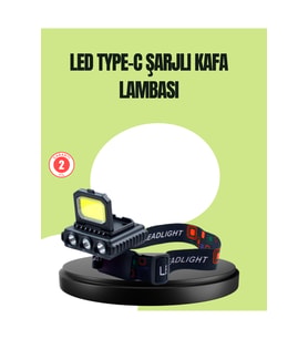 800 Lumen Çok Fonksiyonlu LED Kafa Lambası Type C Şarjlı
