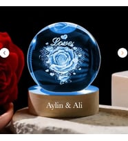 Sevgi Küresi – Kişiye Özel İsimli Kristal Aydınlatmalı Hediye 6cm