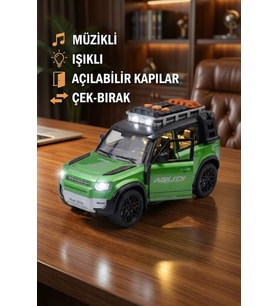 Sesli Işıklı Çek Bırak Oyuncak Araba Defender Model Jip - Kapıları Açılan Lüks Arazi Aracı (17 cm)