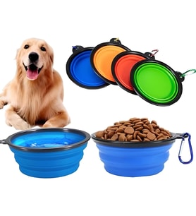 Home Pratik Katlanabilir Taşınabilir Kedi Köpek Mama ve Su Kabı Evcil Hayvan Portatif Kase,Akordiyon Silikon Kap