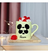 Mickey Mouse Tasarımlı Kişiye Özel Sarı Türk Kahvesi Fincanı