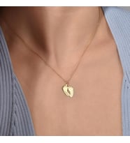 Kişiye Özel Bebek Ayak İzi İsim Tarih Kolye 925K Gümüş (Gold) Annelere Özel Hediye
