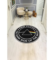 Yuvarlak Siyah Modern Dijital Baskı Kaymaz Taban Halı H1017 (Çok Renkli)