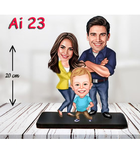Kişiye Özel Ahşap Biblo - Aile Karikatür Biblo - 3 Kişilik Aile Biblo 7
