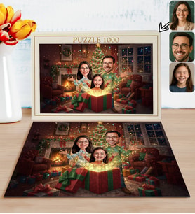 BK Gift Kişiye Özel Aile Yılbaşı Karikatür Tasarımlı 1000 Parça Profesyonel Puzzle-3, 1000 Puzzle, Yeni Yıl Hediyesi, Yılbaşı Hediyesi
