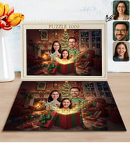 BK Gift Kişiye Özel Aile Yılbaşı Karikatür Tasarımlı 1000 Parça Profesyonel Puzzle-3, 1000 Puzzle, Yeni Yıl Hediyesi, Yılbaşı Hediyesi