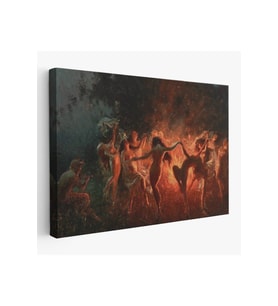 Şabat Ayinin de Ateş Etrafında Dans Eden Kadınlar Tablosu - Fire Dance-6589