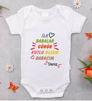 BK Kids İsimli İlk Babalar Günü Tasarımlı Bebek Body Zıbın - Model 1