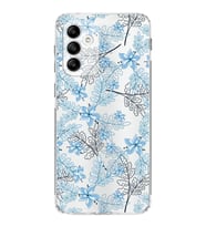 Samsung Galaxy A04s  Kamera korumalı Kapak Floral Mavi Tasarımlı  Şeffaf Kılıf