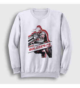 Presmono Unisex Beyaz Soldier 76 Oyun Overwatch Sweatshirt 362561tt