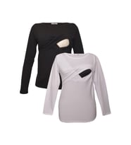 LuvmaBelly MYRA2701_2708 Emzirme tshirt seti (Siyah - Beyaz)