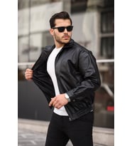 Streetwear Siyah Oversize Rahat Kesim Deri Ceket