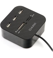 Usb 2.0 Çoklu Kart Okuyucu ve 3xUSB 2.0 Çoklayıcı Hub, Siyah