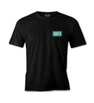 Squid Game-Number 001 Göğüs Logo Siyah Erkek Tshirt