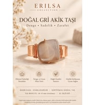 Sertifikalı Doğal Gri Akik Taşı Yüzük Bakır Kasa Ayarlanabilir El İşçiliği