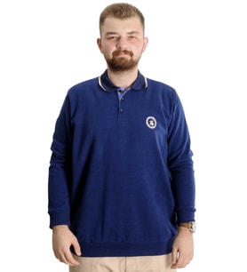 Mode XL Büyük Beden Erkek Sweat Polo Selanik Horse 23440 İndigo