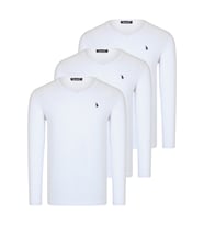 ÜÇLÜ SET T8587 DEWBERRY V YAKA ERKEK SWEATSHIRT-BEYAZ-BEYAZ-BEYAZ