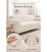 Welsoft Lastikli 3 Kişilik Koltuk Örtüsü Kaymaz Esnek ve Yıkanabilir Koltuk Kılıfı (krem)