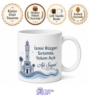 İzmirli Hemşehriye Özel İsimli Baskılı Kupa Bardak Hediye