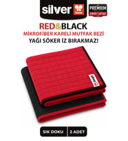 Premium Red & Black 2'li Kareli Mikrofiber Mutfak Bezi 40x40 cm Süper Emici Koku Yapmaz İz ve Tüy Bırakmaz