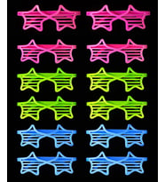 Retro Neon Fosforlu Yıldız Panjur Gözlük - 12 Adet