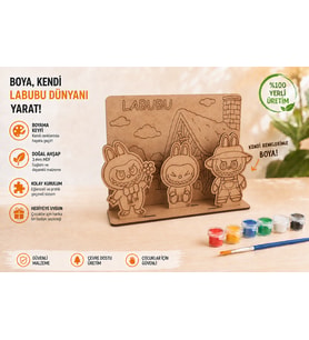 Sevimli Canavar Karakterler Ahşap Boyama Seti – 3D Geçmeli MDF Dekor, 6 Renk Boya ve Fırça Dahil