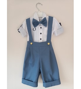 ERKEK BEBEK-ÇOCUK MAVİ ŞORT SALOPET PANTOLON TAKIM