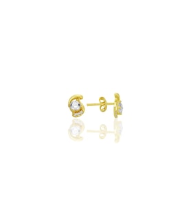Gümüş altın yaldızlı zirkon taşlı göz modeli küpe SGTL12777GOLD