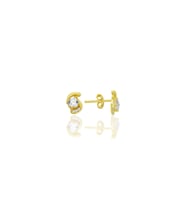 Gümüş altın yaldızlı zirkon taşlı göz modeli küpe SGTL12777GOLD