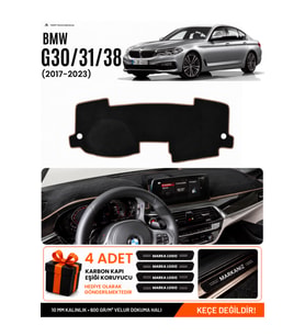BMW G30 G31 G38 (2017-2023) Uyumlu Torpido Örtüsü Torpido Kılıfı - Siyah Bej