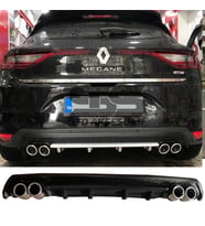 Renault Megane 4 Difüzör Arka Tampon Eki 4 Egzoz Çıkışlı Siyah Lüx Tip