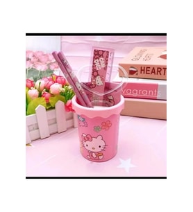 Hello Kitty Veya Kuromi Kalemlik Seti – Renkli Kırtasiye Seti (Pembe veya Mor) 1 Adet gönderilir
