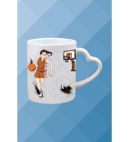 Basketboll Temalı Kadın Oyuncu Baskılı Kalpli Kulp Kupa Bardak Çay Kahve Fincanı-2