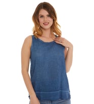 İndigo Kolsuz Poplin Bluz 