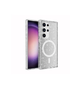 Samsung Galaxy S24 Ultra Uyumlu Kılıf M-safe Şarj Özellikli Parlayan Simli Saydam Renkli Zore Allstar Kapak