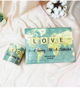 Kişiye Özel Love Travel Journal Tasarımlı Hediye Seti