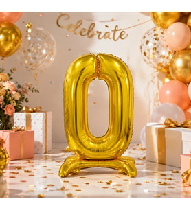 0 Altın Ayaklı Folyo Rakam Balon 32 İnç RPS Doğum Günü Parti Süsü