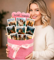 Kişiye Özel 8 Fotoğraflı İyi ki Varsın Tasarımlı Fotoğraf Buketi