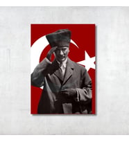 Mustafa Kemal Atatürk Kalpaklı MDF Duvar Panosu - 20x28 cm Dekoratif Ahşap Tablo