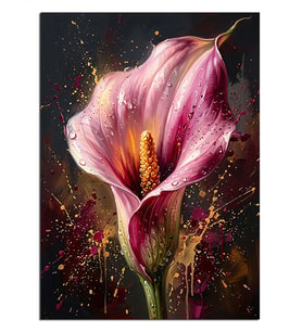 Pembe Calla Zambağı Çiçeği Dekoratif Kanvas - Mdf Ahşap Tablo
