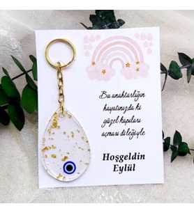 25 Adet Damla Modeli Epoksi Anahtarlık Kağıt Üzeri Yenidoğan Hediyelik-