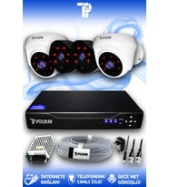 PICAM 4 Kameralı Uzay 2 İç Kamera Set HDD'siz Full HD Gece Görüşlü Güvenlik Kamerası Sistemi