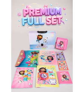 x Dekomus Lisanslı Gabby’s Dollhouse Premium Kırtasiye Seti Saplı Çanta,Boyama Kitabı,Resim Defteri,Bloknot,