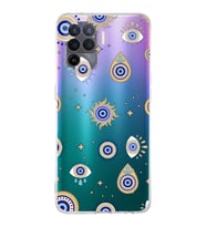 PrintiFy Oppo Reno 5 Lite ile Uyumlu Nazar Boncuğu 5  Kamera Korumalı Şeffaf Silikon Kılıf