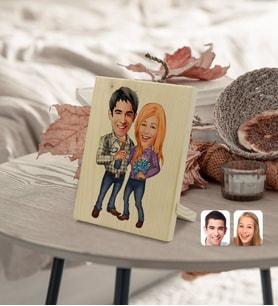 BK Gift Kişiye Özel Sevgililer Karikatürlü Dekoratif Ahşap Çerçeve Model 50